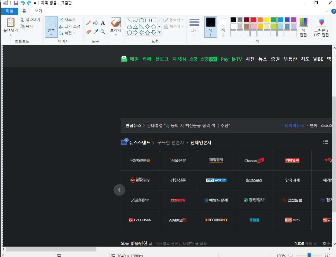 그림판을 이용한 캡쳐사진