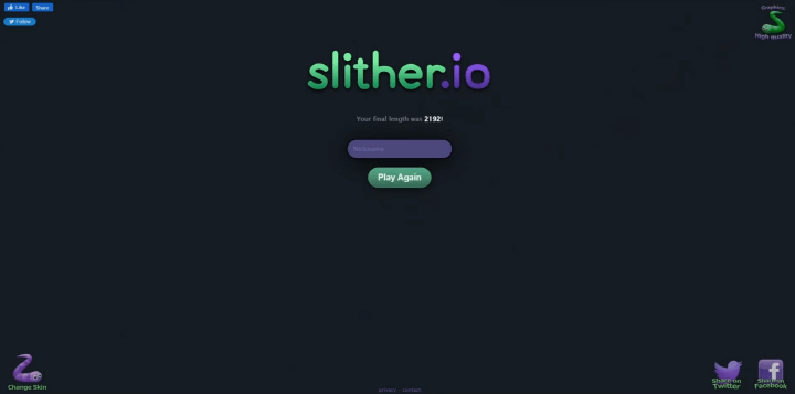 지렁이-키우기-게임(slither.io)-종료-화면