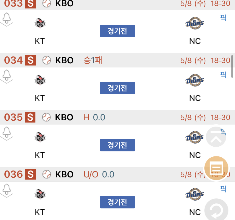 [진짜총판] 5월8일 KT VS NC 야구분석