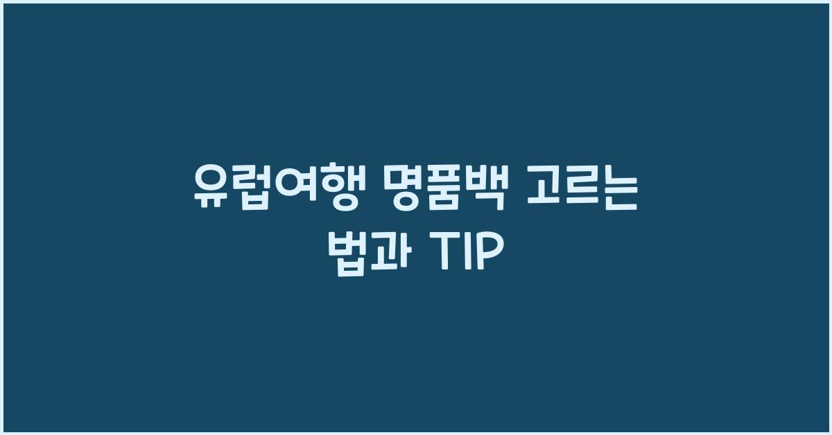 유럽여행 명품백