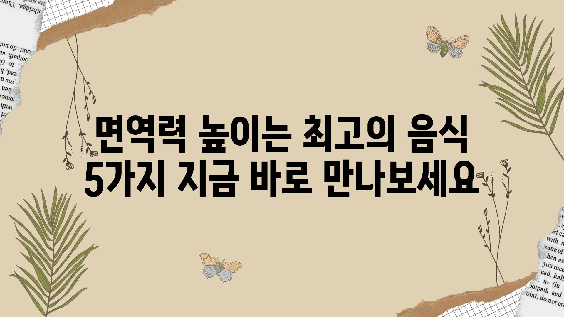 면역력 높이는 최고의 음식 5가지 지금 바로 만나보세요