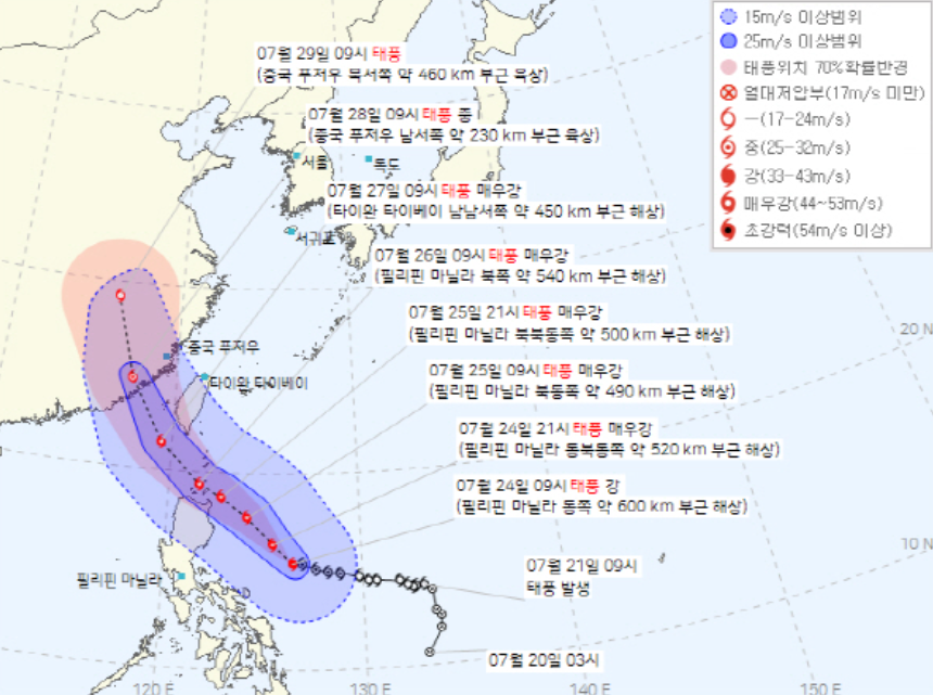  2023년 5호 태풍 독수리 현재 위치 및 경로 예상