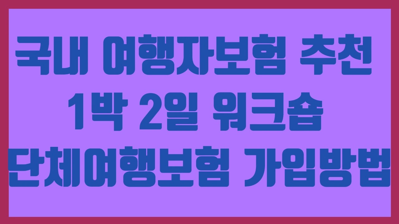 국내 여행자보험 추천 - 1박 2일 워크숍 단체여행 보험 가입 방법