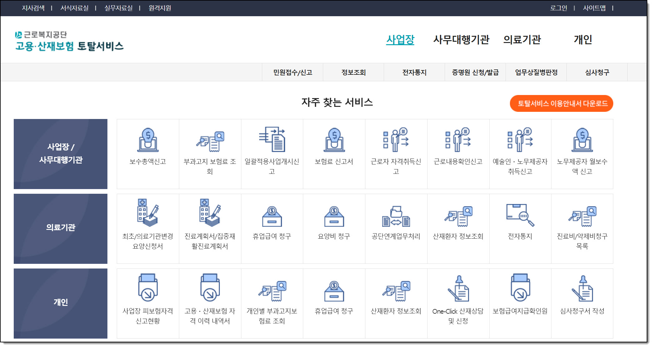  사업자 연도별 직원수 증감 확인방법