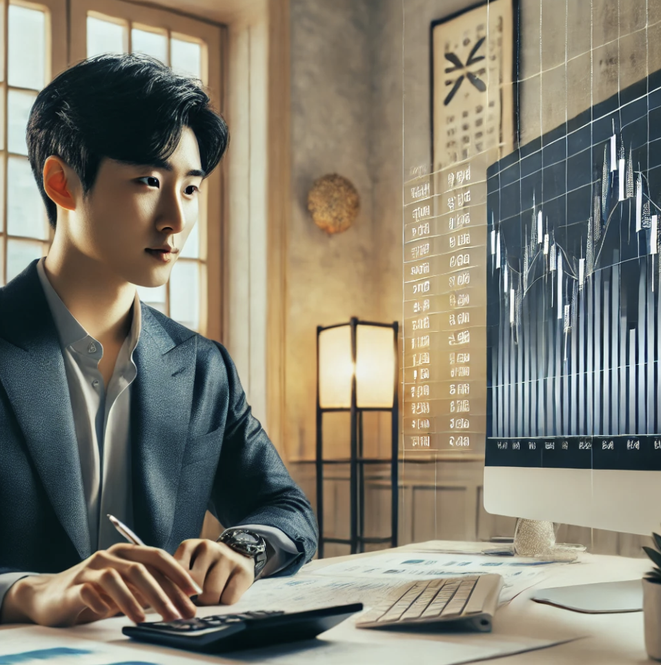  주식 투자 수익과 세금 보고를 준비하는 모습