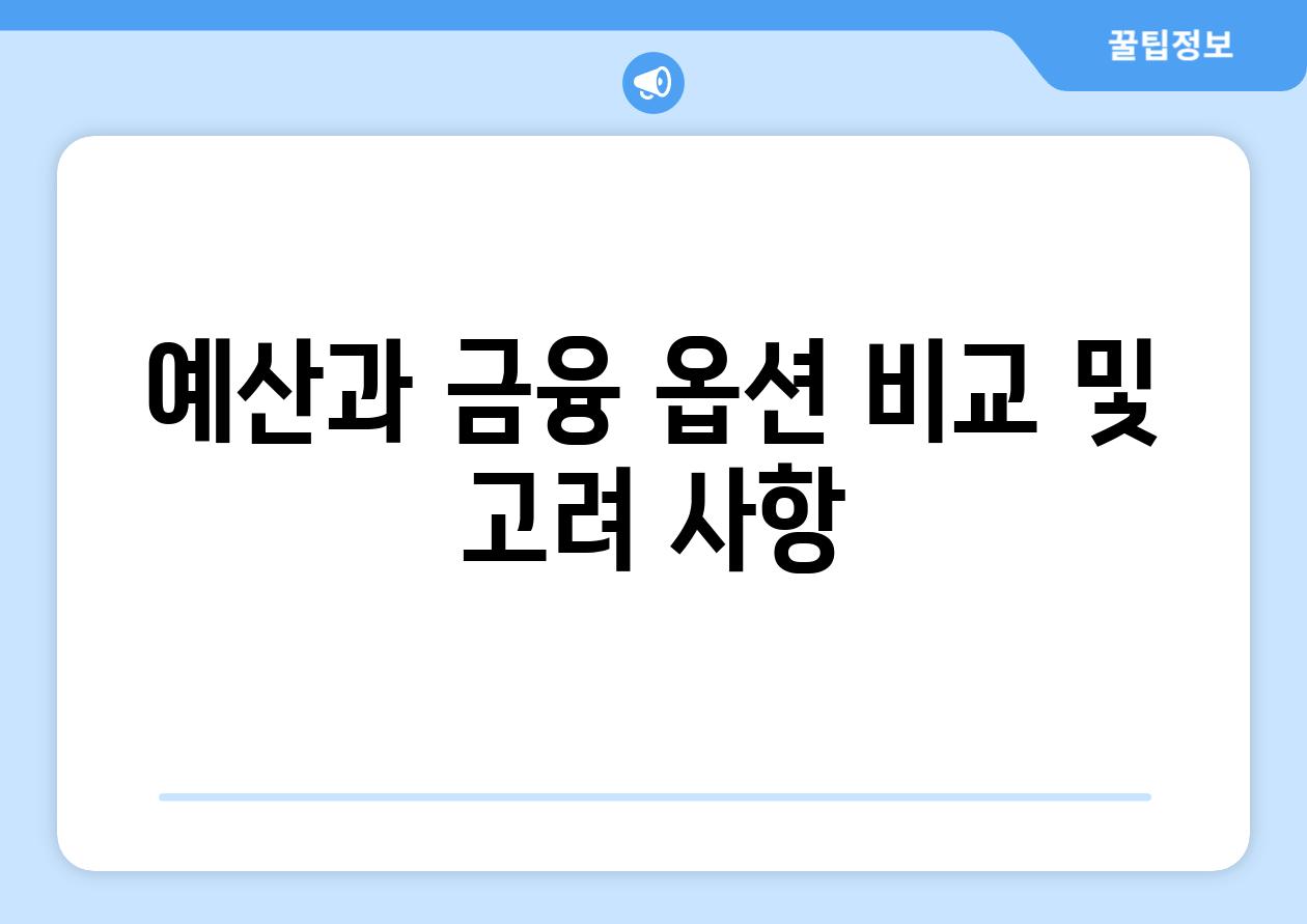 예산과 금융 옵션 비교 및 고려 사항