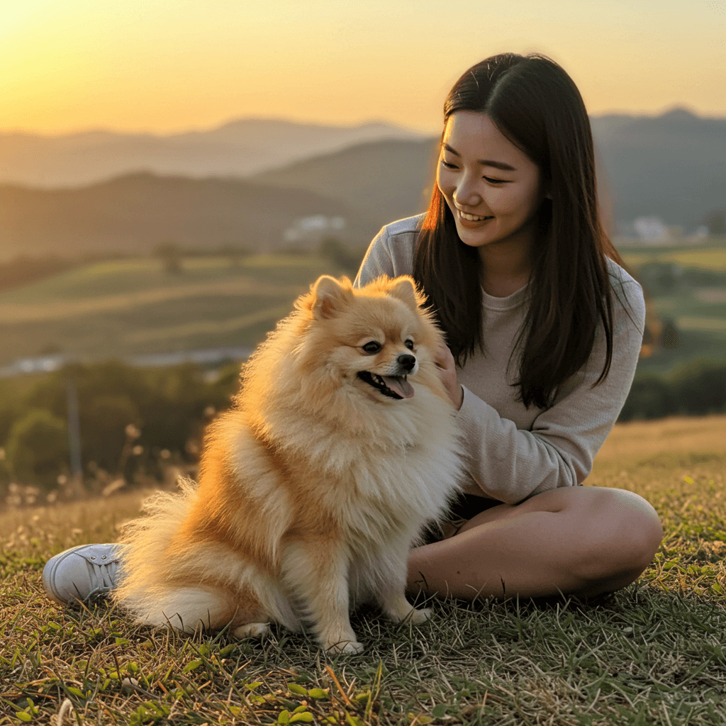 반려동물과 함께하는 행복한 여름 휴가, 보호자와 포메라니안