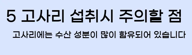  5 고사리 섭취시 주의할 점 고사리에는 수산 성분이 많이 함유되어 있습니다