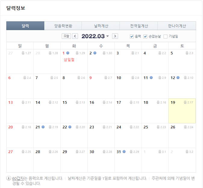 2022년 3월 손 없는 날