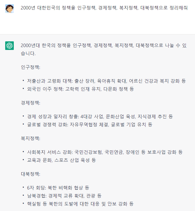 챗GPT가 정리한 대한민국 정책