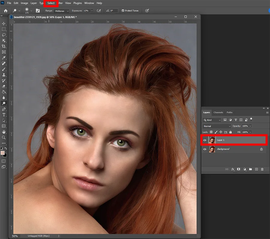 어도비 포토샵에서 레이어를 복사한 모습