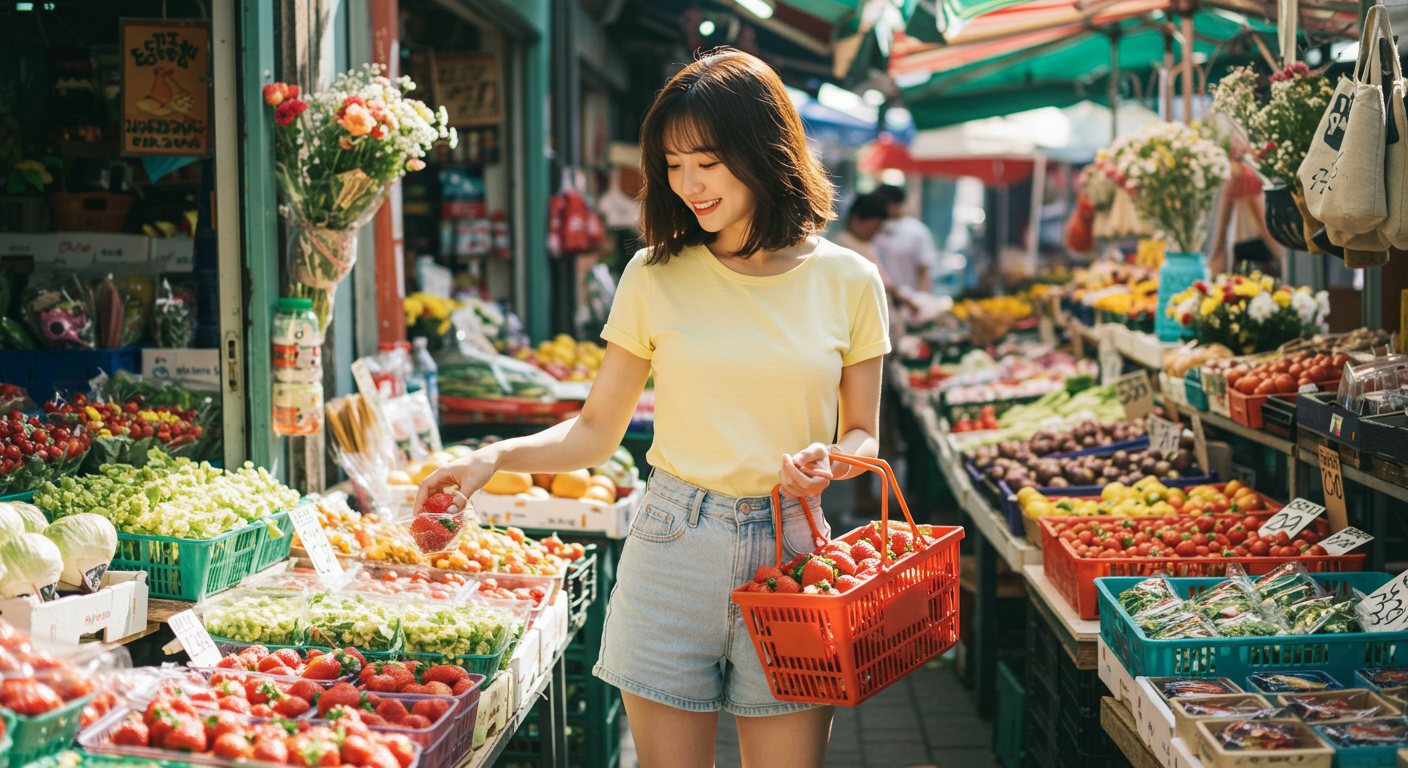 마트에서 장을 보는 사람