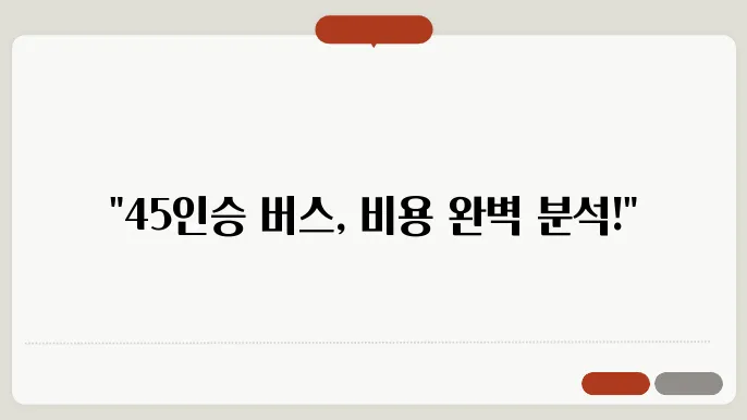 45인승버스 비용 후기 총정리