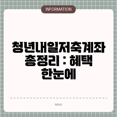 청년내일저축계좌 총정리 : 혜택 한눈에