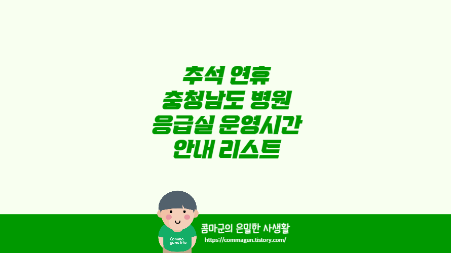 2024 추석 연휴 충청남도 병원 응급실 운영시간 안내 리스트