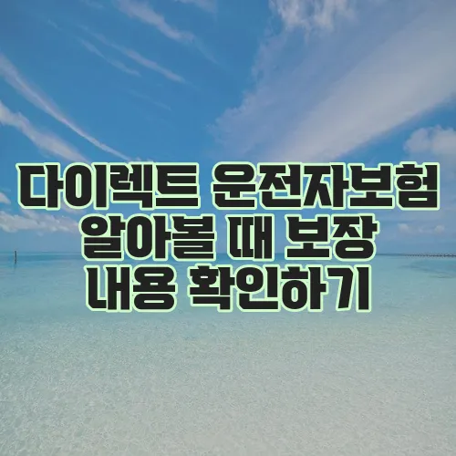 다이렉트 운전자보험 알아볼 때 보장 내용 확인하기