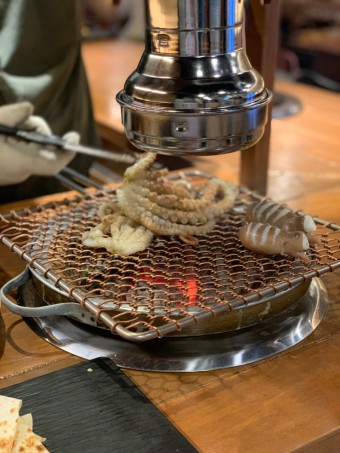 마늘 산낙지 숯불구이