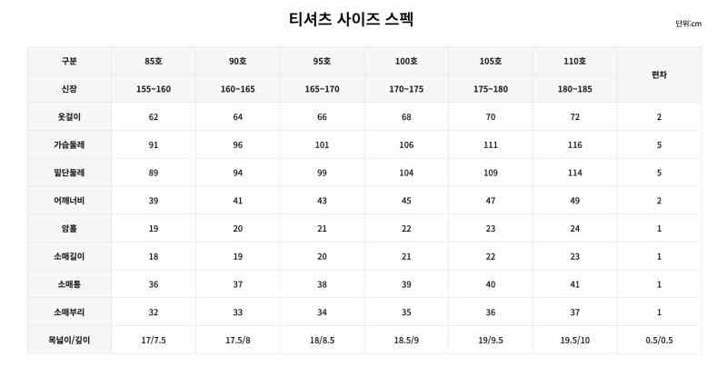 서울하프마라톤-기념품-티셔츠-사이즈