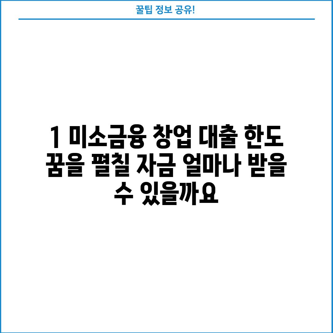 1. 미소금융 창업 대출 한도: 꿈을 펼칠 자금, 얼마나 받을 수 있을까요?