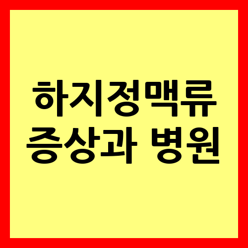 하지정맥류 증상과 병원