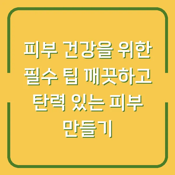 피부 건강을 위한 필수 팁 깨끗하고 탄력 있는 피부 만들기
