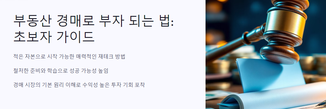 부동산 경매로 부자 되는 법 – 초보자도 가능한 이유