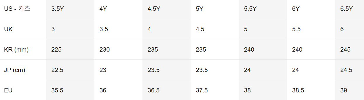 키즈 미국 신발 사이즈