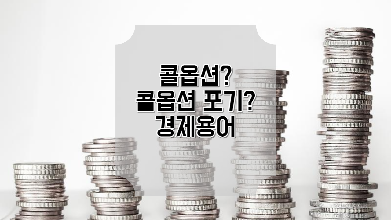  콜옵션? 콜옵션 포기사태? 경제 용어 쉽게 알아보기