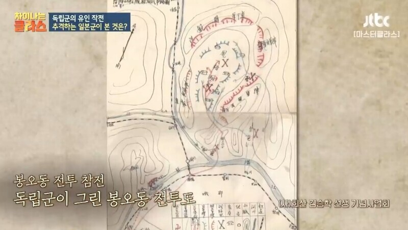 JTBC에서 방영한 봉오동 전투에 참전한 독립군이 그린 봉오동 전투도