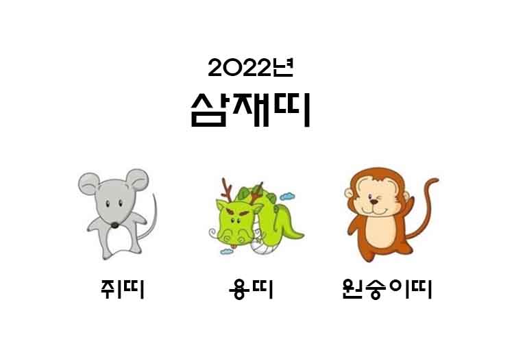 2022년 삼재띠인 쥐띠, 용띠, 원숭이띠