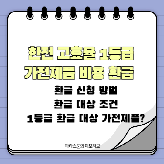 한전 고효율 1등급 가전제품 비용 환급 제도 / 환급 신청 방법, 환급 대상 조건, 대상 가전제품