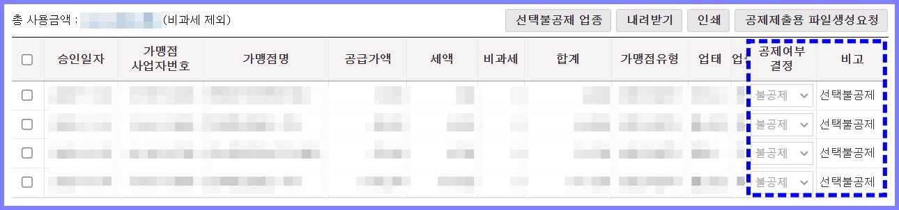 국세청 홈택스 사업용 신용카드 공제 확인 및 변경 3