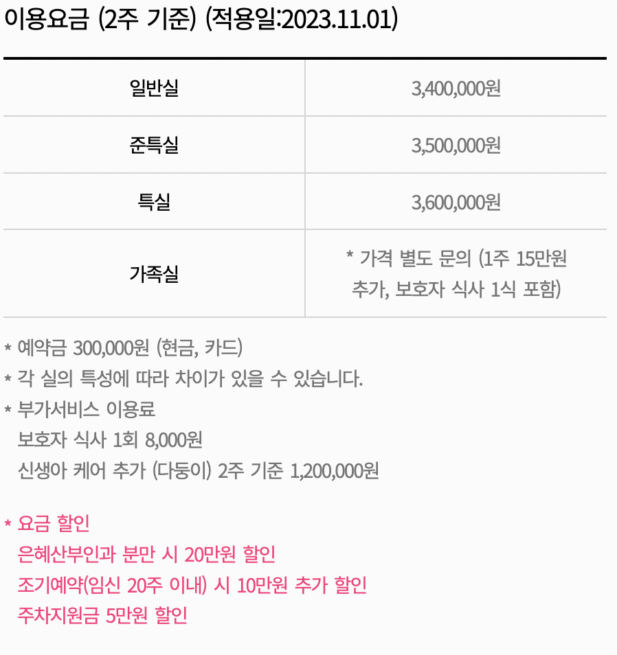 더은혜 산후조리원 가격