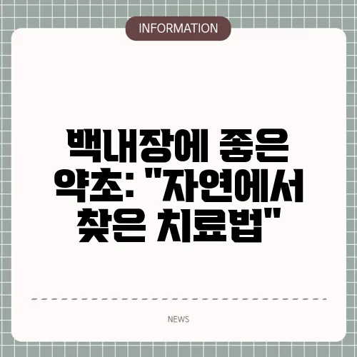 백내장에 좋은 약초: 