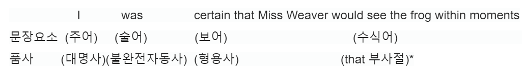 영어 품사와 영어 문장 요소와의 4