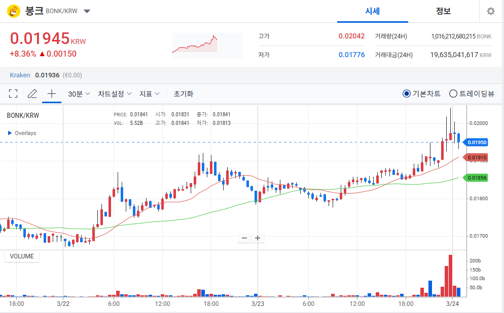봉크 코인 차트