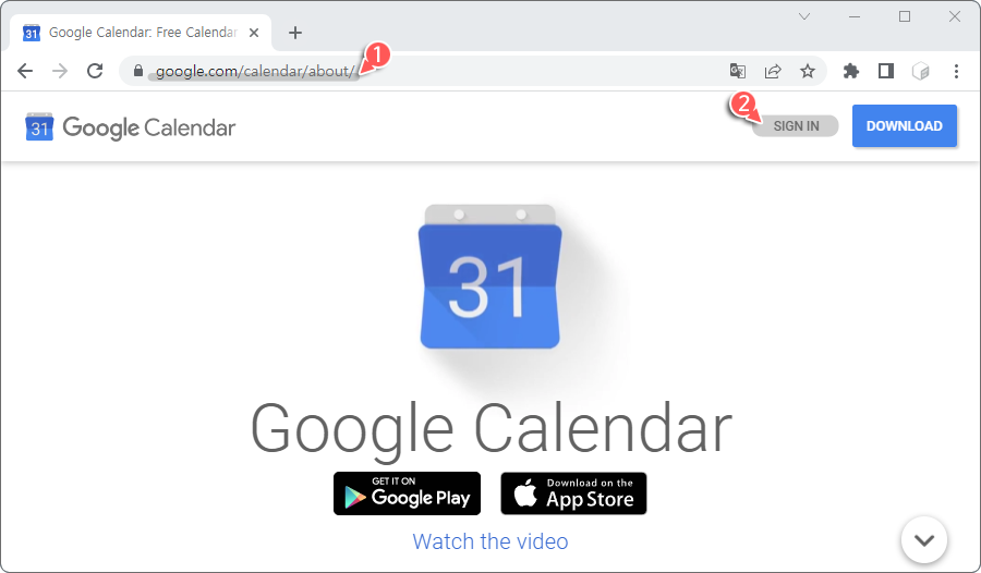 Google Chrome &gt; Google Calendar 접속 &gt; Google 계정 로그인