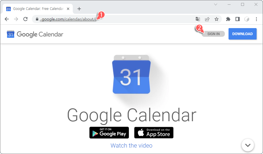Google Chrome > Google Calendar 접속 > Google 계정 로그인