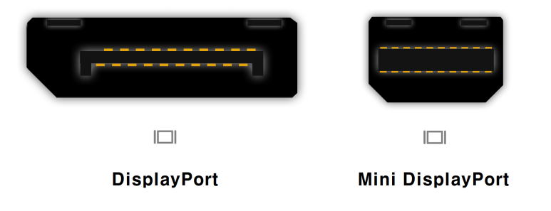 먼저 DisplayPort는 두 가지 형태로 나뉩니다. 일반 DP와 미니 DP인데요&#44; 일반 형태는 데스크톱 그래픽카드에&#44; 미니의 경우 노트북에서 많이 사용하며 서피스&#44; 씽크패드&#44; 맥북&#44; 블레이드&#44; 크롬북 등에서 한 번쯤 보신 적이 있을 것 같네요. 참고로 미니DP는 썬더볼트1~2와 인터페이스가 같은 모양이라 하위 호환 형태로 사용이 가능합니다(썬더볼트 지원일 경우 Mini DP 사용 가능&#44; 다만 Mini DP 지원일 경우 썬볼 사용 불가능)