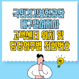 국민건강보험공단 대구달서지사 고객센터 위치 및 담당업무별 전화번호