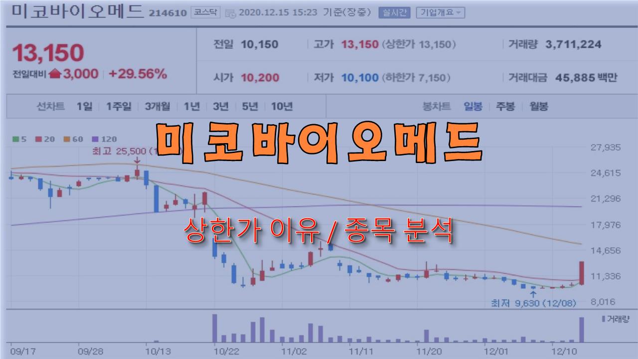  미코바이오메드 코로나19 PCR 진단키트 WHO 긴급사용허가로 상한가 앞으로 전망은?