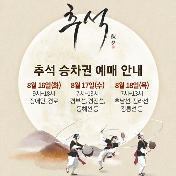  다가오는 추석 기차표 예매는 언제부터 ?!