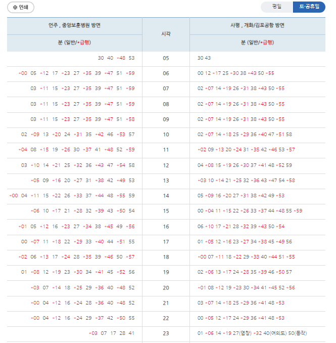 신논현역 9호선 시간표