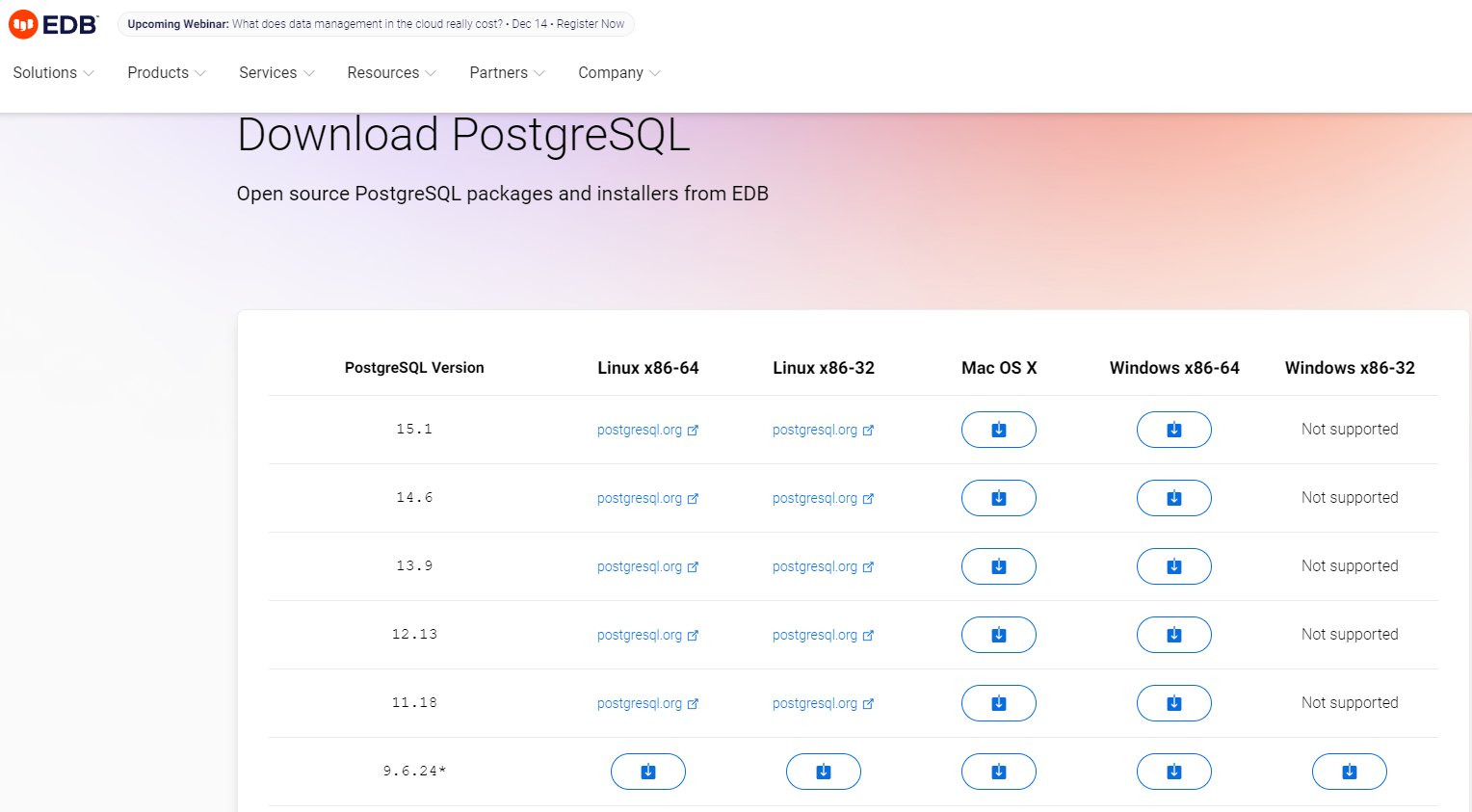 설치한 DB 버전을 선택