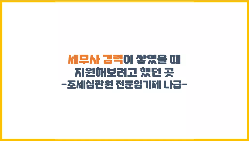  세무사 경력이 쌓였을 때 지원해보려고 했던 곳 : 조세심판원 전문임기제