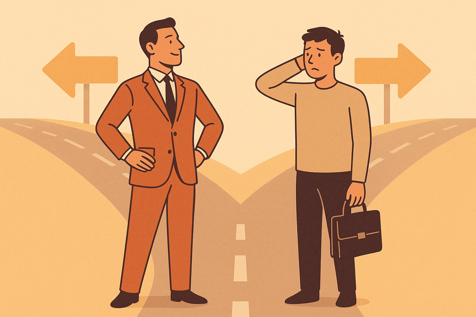 성공하는 사람과 아닌 사람의 차이에 대한 일러스트
