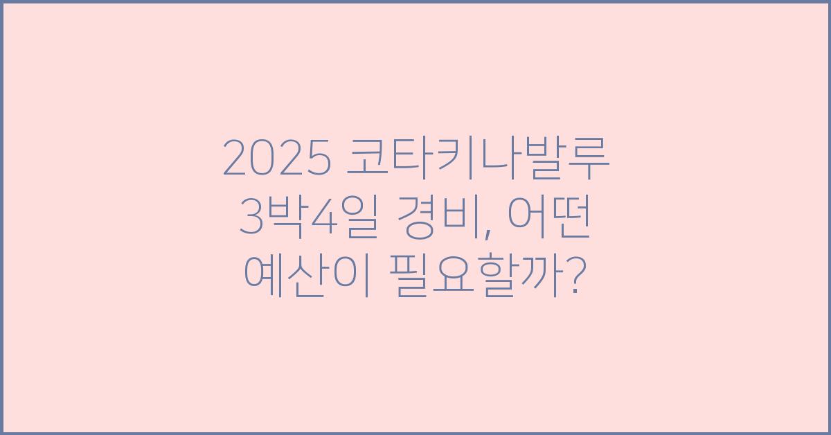 2025 코타키나발루 3박4일 경비