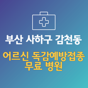 부산 사하구 감천동 노인 독감예방접종 무료 병원 (인플루엔자 무료 접종 대상 날짜)