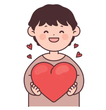 큰 하트를 양손에 들고 있는 아이