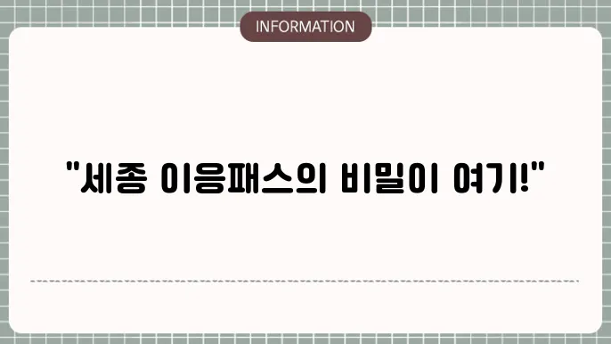 세종 이응패스 카드 신청 방법